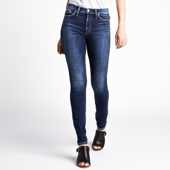 Silver Jeans Calley Skinny Dark Wash Stretchy High Waisted Rise Hi-Rise 25 - Picture 2 of 12
